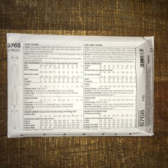 Simplicity Sewing Pattern 8768 Womens Game of Thrones Fantasy Cosplay 6-14 UNCUT - Picture 2 of 2